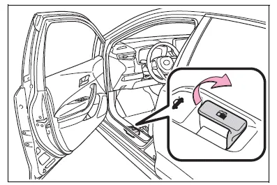 Toyota Corolla E210. Opening the fuel tank cap